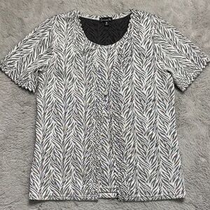 Chico's Black and White Leaf Print Blouse